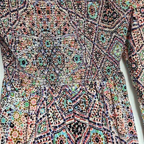 Anthropologie Maeve colourful abstract print smocked top dress - Picture 8 of 9